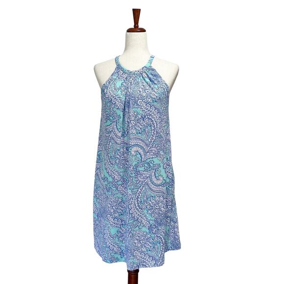 Cynthia Rowley Dress Size Small Blue‎ Paisley Sleeveless Summer Midi Boho Green - Picture 1 of 12